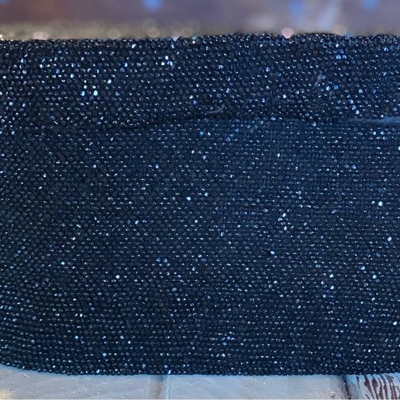 1940’s Black Carnival Beaded Purse With Beaded Rose Design On Front - Picture 6 of 13